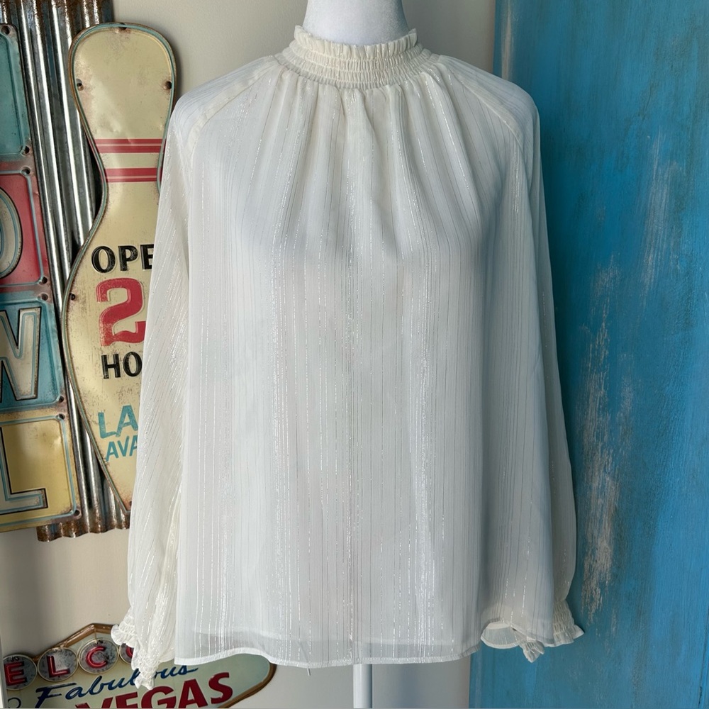 Ellen Tracy Metallic Striped Blouse